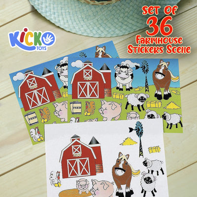 Kicko Make a Farm Sticker - Set of 36 Farmhouse Stickers Scene for Birthday Treat, Goody