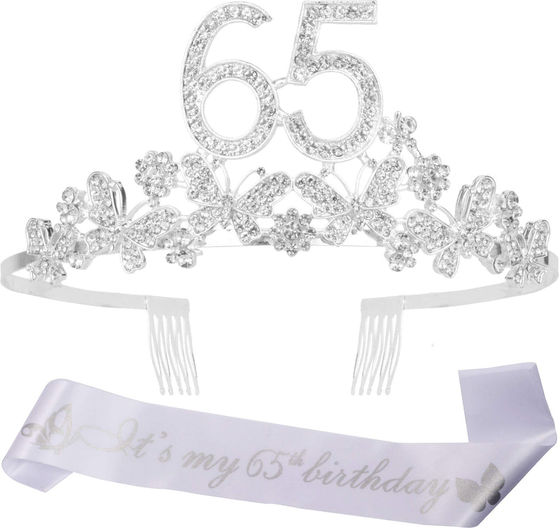 65th Birthday Gifts for Women, 65th Birthday Tiara and Sash, Its My 65th Birthday Sash