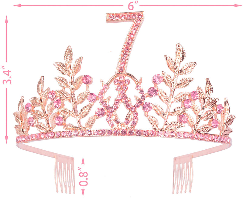 7th Birthday Gifts for Girls,7th Birthday Tiara and Sash,7 Fabulous Sash and Crystal