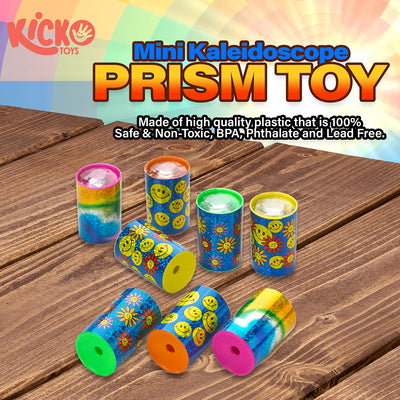 Kicko Mini Kaleidoscope Prism Toy 1.75 Inches - Pack of 16 - Assorted Colors and Designs