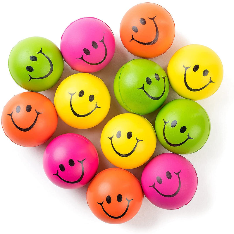 Be Happy! Neon Colored Smile Funny Face Stress Ball - Happy Smile Face Squishies Toys