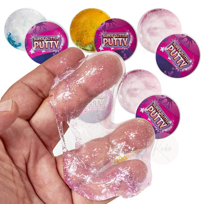 Kicko Super Glitter Crystal Putty Colorful Toys for Kids - 3.5 Inches - 6 Pack - Ideas