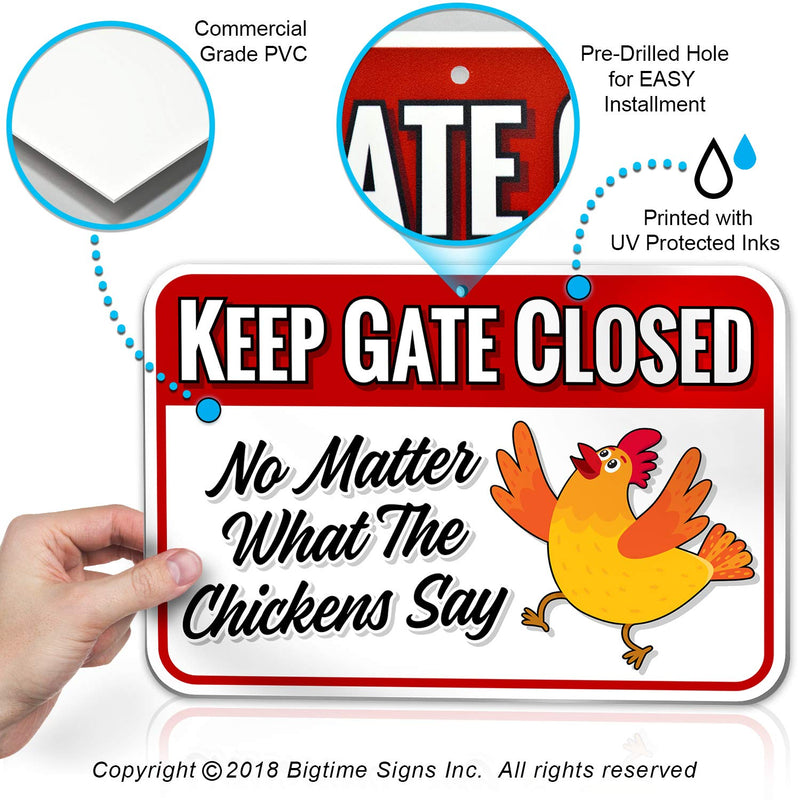 Chicken Warning Sign Danger Keep Gate Closed: No Matter What The Chickens Say -