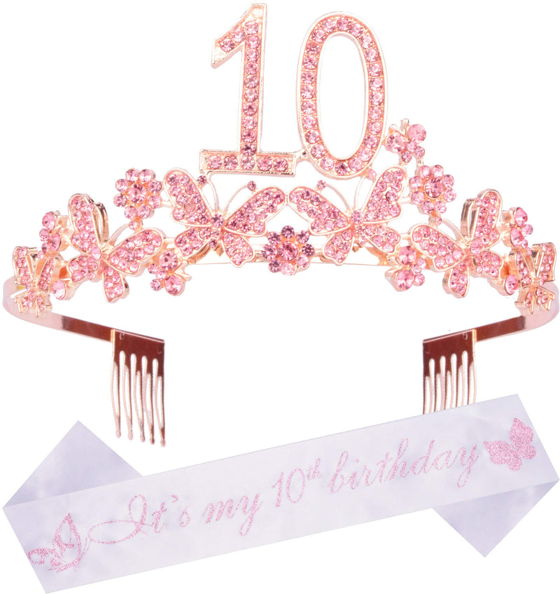 10th Birthday Gifts for Girls, 10th Birthday Tiara and Sash, Its My 10th Birthday Sash