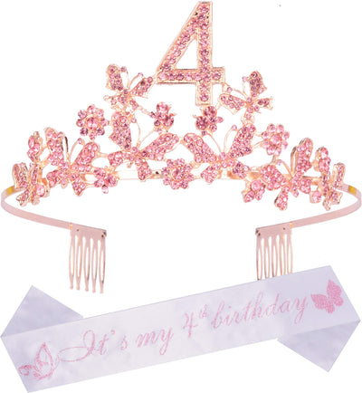 4th Birthday Gifts for Girls, 4th Birthday Tiara and Sash, Its My 4th Birthday Sash