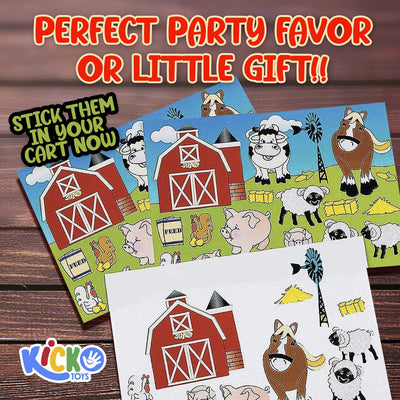 Kicko Make a Farm Sticker - Set of 36 Farmhouse Stickers Scene for Birthday Treat, Goody