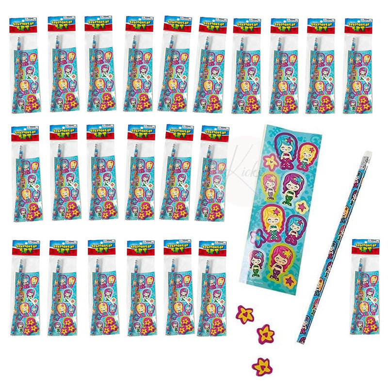 Kicko Mermaid Stationery Set for Girls - Pack of 24 Sets of Fanciful Motivational Treats