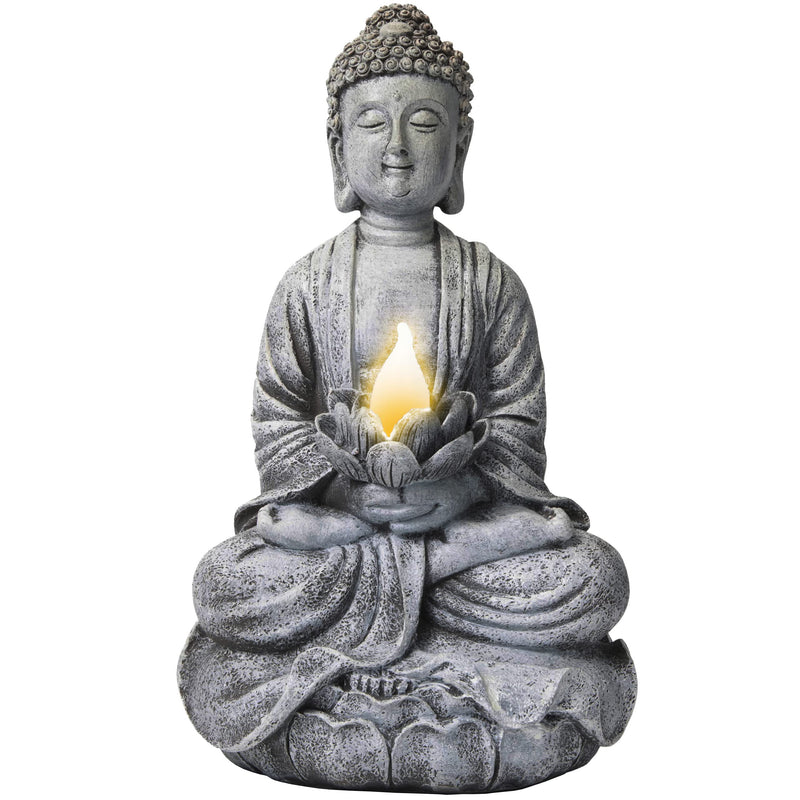 Vp Home Zen Buddha Solar Powered Flickering Led Outdoor Decor Garden Light