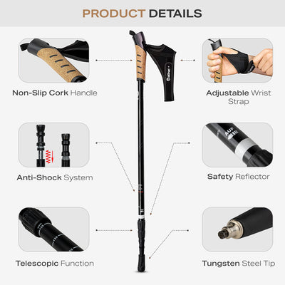 ATTRAC Nordic Walking Sticks for Hiking Poles, Aluminium Trekking Poles for Hiking