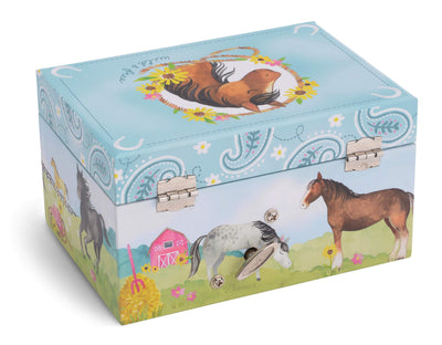 Jewelkeeper Girl's Musical Jewelry Storage Box with Spinning Horse, Barn Design, Home