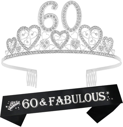 60th Birthday Sash, 60th Birthday Tiara, 60th Birthday Decorations for Her, 60th Birthday