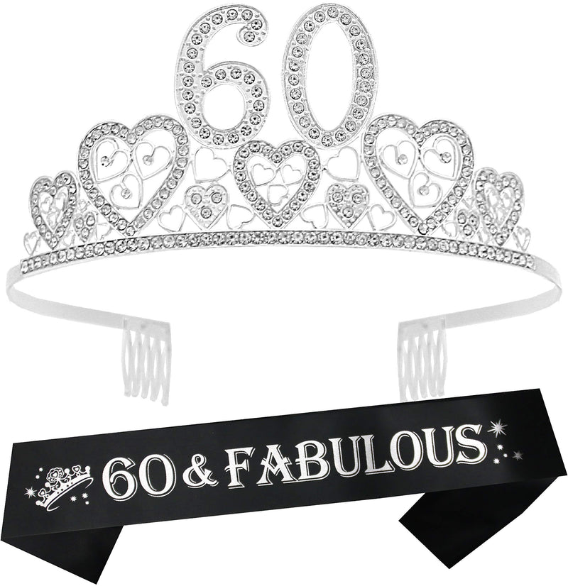 60th Birthday Sash, 60th Birthday Tiara, 60th Birthday Decorations for Her, 60th Birthday