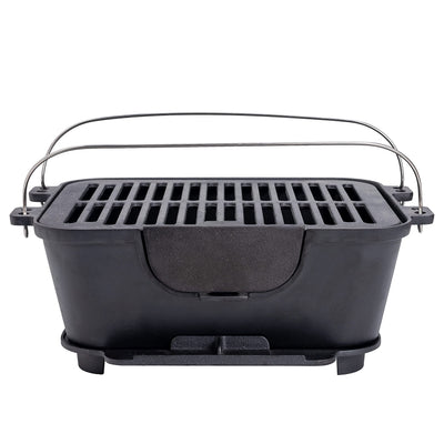 Pre-Seasoned Hibachi-Style Portable Cast Iron Charcoal Bbq