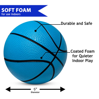 5 Inch Foam Mini Basketball for Indoor Basketball Mini Hoops, 2 Pack | Safe & Quiet Foam