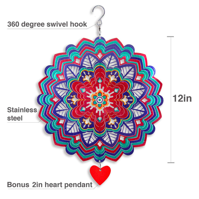 Wind Spinner Lovefly 12 inches  3D Stainless Steel  Butterfly  Laser Cut Metal