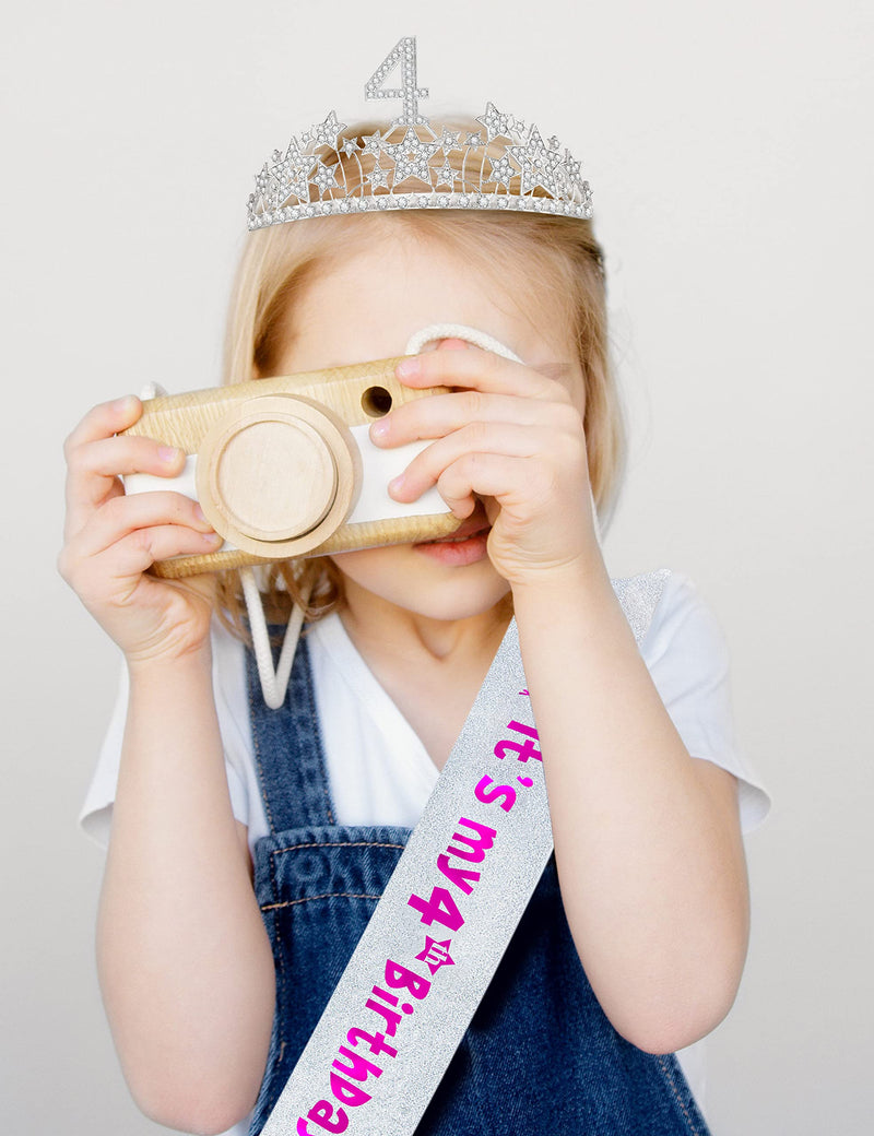 4th Birthday Gifts for Girls, 4th Birthday Tiara and Sash, 4th Birthday Decorations