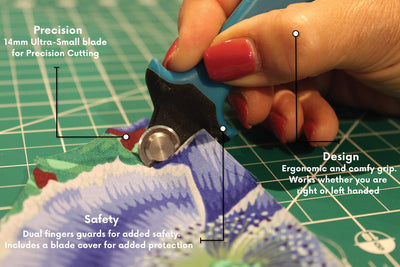 Precision Quilting Tools 14mm Rotary Cutter for Fabric Safety Lock Ergonomic Classic