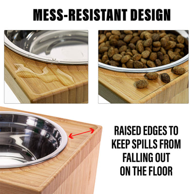 Prosumer's Choice Bamboo Adjustable Height Dog and Cat Bowls and Stand - 4.7 to 7.7 Inches