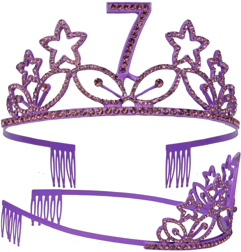 7th Birthday Gifts for Girl, 7th Birthday Tiara and Sash Purple, HAPPY 7th Birthday Party