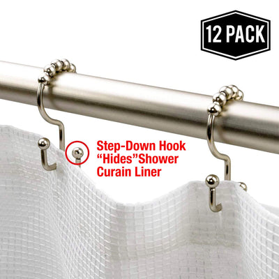 2lbDepot Shower Curtain Hooks Rings - Chrome Finish - Premium 18/8 Stainless Steel