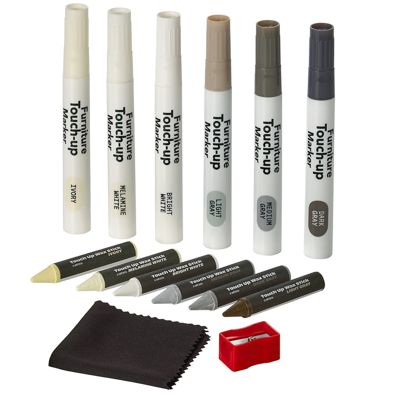 Katzco Furniture Repair Kit Wood Markers - Set of 13 - Light Colored Markers and Wax