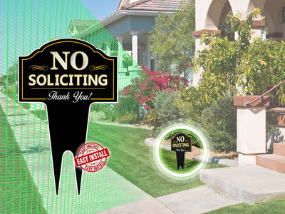 No Soliciting Outdoor Metal Yard Sign For Home, House And Business | Stylish Laser Cut