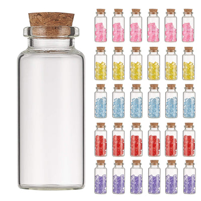 30Pcs Transparent Glass Message Vials with Cork Stoppers, Glass Wish Bottles, Tiny Small