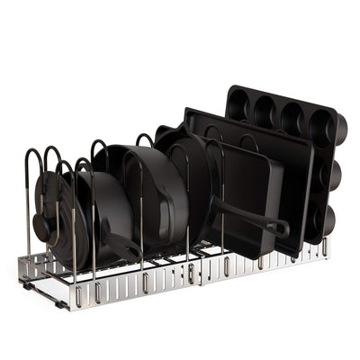 Geekdigg Pot And Pan Organizer For Cabinet, Extensible And Length Adjustable Lid Rack