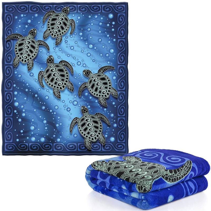 Tribal Sea Turtles Super Soft Plush Fleece Throw Blanket