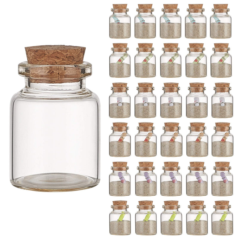 30Pcs Transparent Glass Message Vials with Cork Stoppers, Glass Wish Bottles, Tiny Small