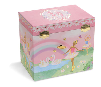 Jewelkeeper Ballerina and Rainbow Musical Jewelry Box with 2 Pullout Drawers, Swan Lake