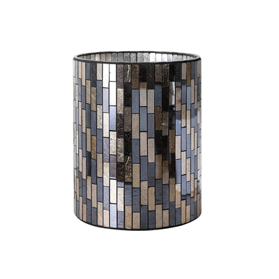 Bathroom Wastebasket - Glass Mosaic Decorative Trash Can Dia 7.5" H 10" (Shell