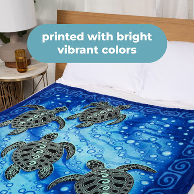 Tribal Sea Turtles Super Soft Plush Fleece Throw Blanket