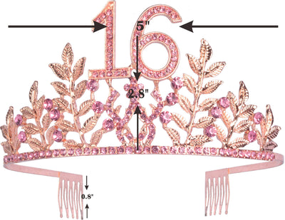 16th Birthday Gifts for Girls, 16th Birthday Tiara and Sash, 16 Fabulous Sash and Crystal