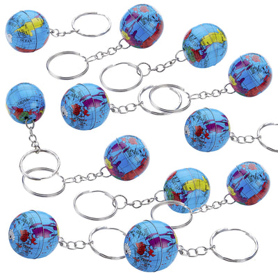 Kicko 1 Inch Globe Keychain - 12-Pack Mini Backpack Hook for Travelers - Keyring for Bag