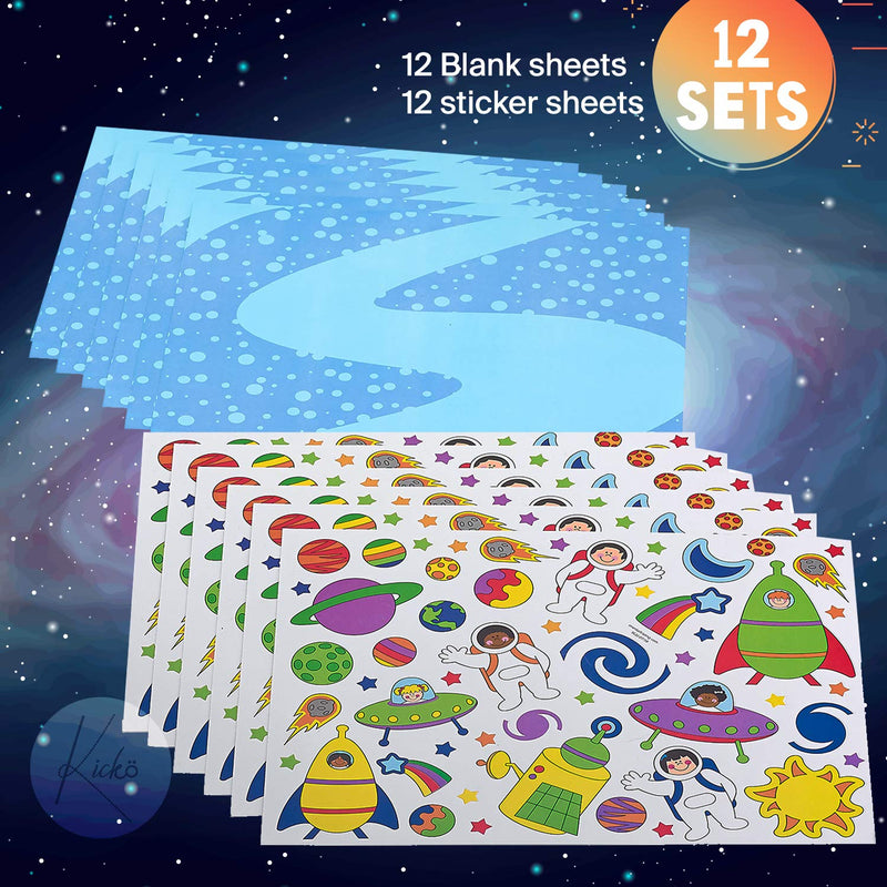 Kicko Make a Solar System Sticker - Set of 12 Galactic Stickers Scene for Birthday Treat