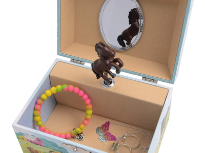 Jewelkeeper Girl's Musical Jewelry Storage Box with Spinning Horse, Barn Design, Home