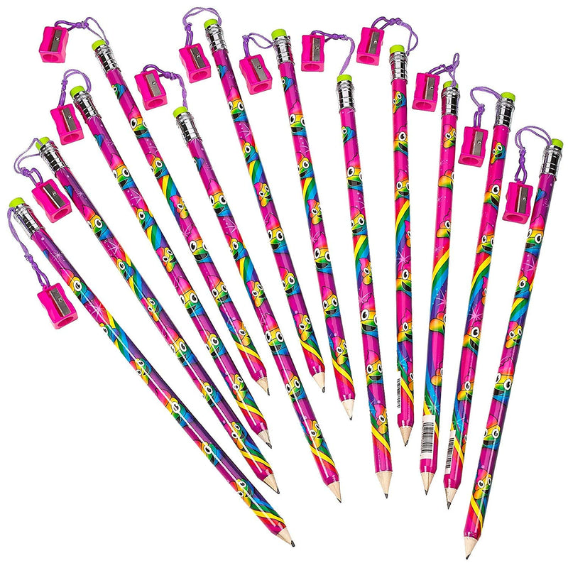 Kicko Mega Magical Rainbow Pencil with Sharpener - 12 Pack - 15 Inches - Jumbo School