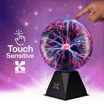 Katzco 8 Inch Plasma Ball - Static Electricity in a Vacuum Pressurized Glass Globe