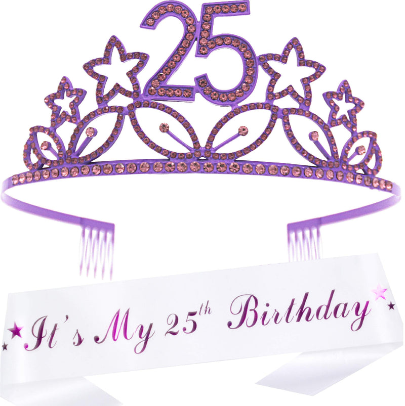 25th Birthday, 25th Birthday Gifts for Women, 25th Birthday Crown, 25th Birthday Sash