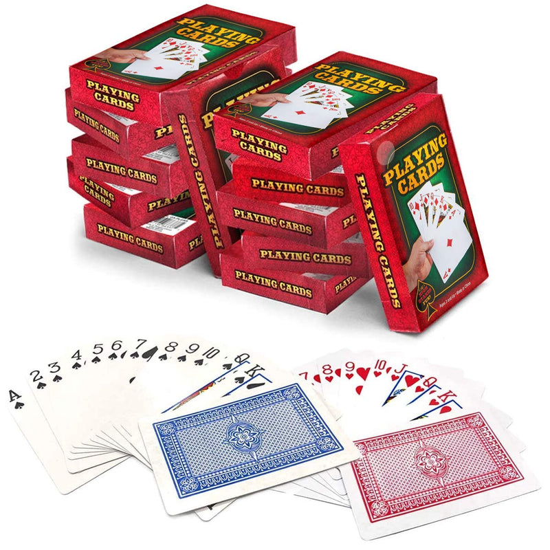 Kicko 12-Decks Playing Cards - Blue and Red, Red Printed Box Individual Packing For Party