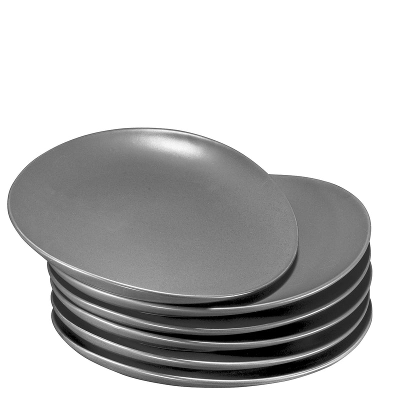 Appetizer Plates Set Of 6 Elegant Matte 11" Round Curved Ceramic Restaurant