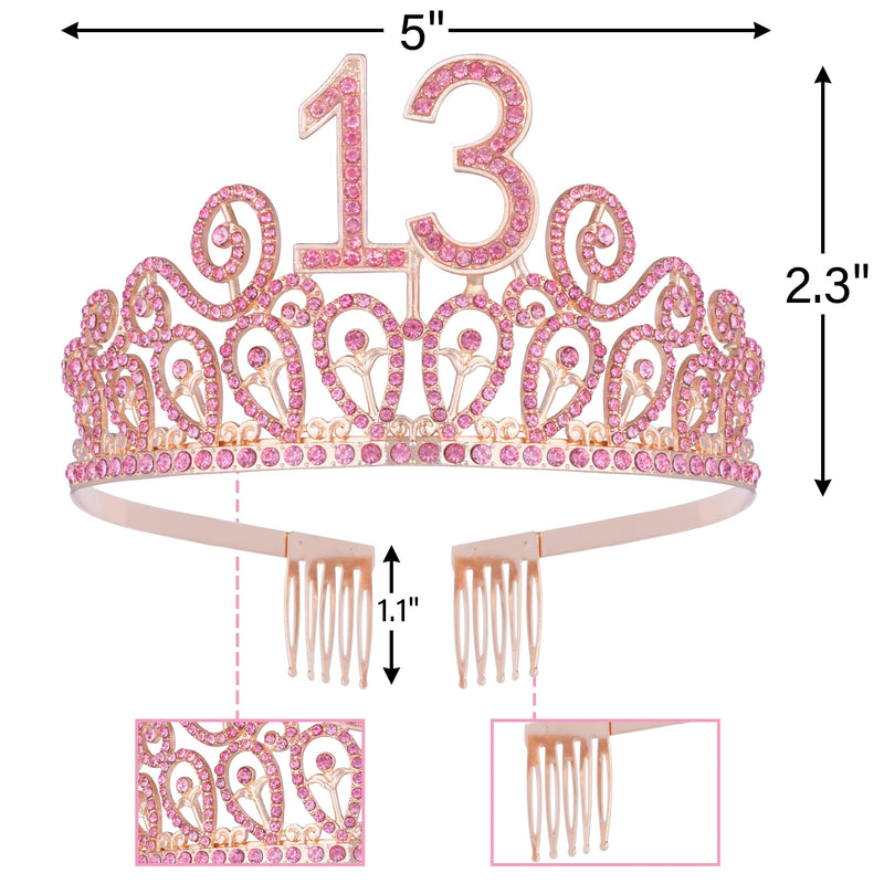 13th Birthday Sash And Tiara For Girls - Fabulous Set: Glitter Sash + Ripples