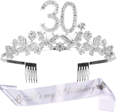 30th Birthday Gifts for Women, 30th Birthday Tiara and Sash, Its My 30th Birthday Sash