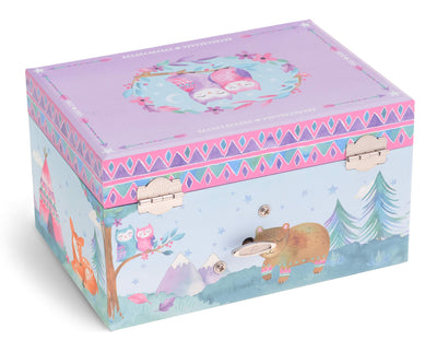 Jewelkeeper Girl's Musical Jewelry Storage Box with Spinning Owls, Woodland Design