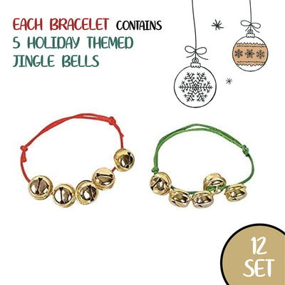 Bulk Jingle Bell Christmas Bracelets Red and Green Adjustable Bracelets for Christmas