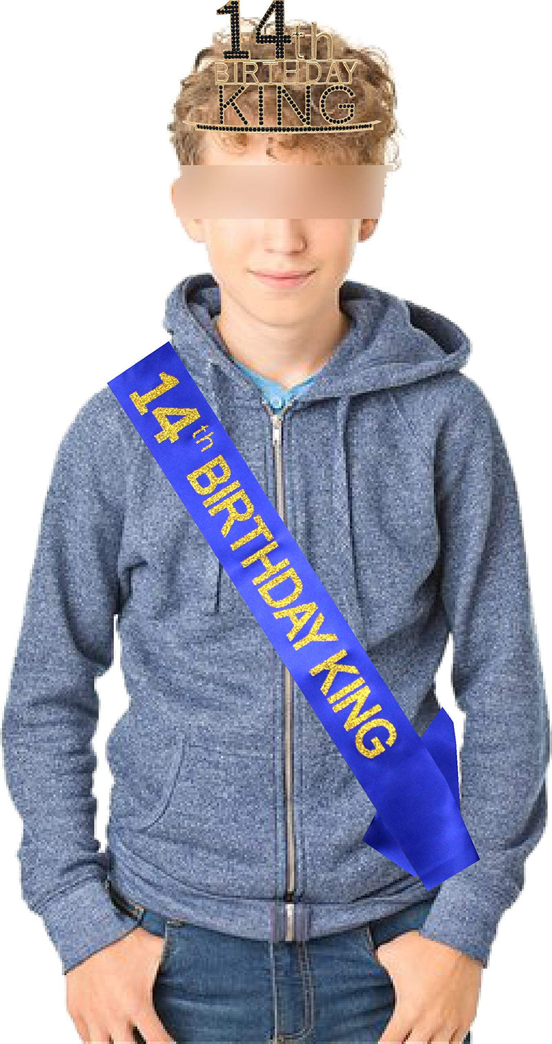 14th Birthday King Crown and Sash for Boy,14th Birthday for Him,14th Birthday Boy Gifts