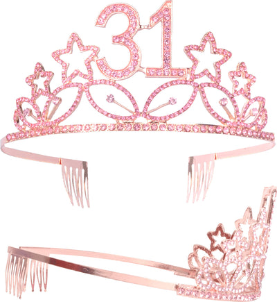 31st Birthday Gifts for Women, 31st Birthday Tiara and Sash pink, HAPPY 31st Birthday