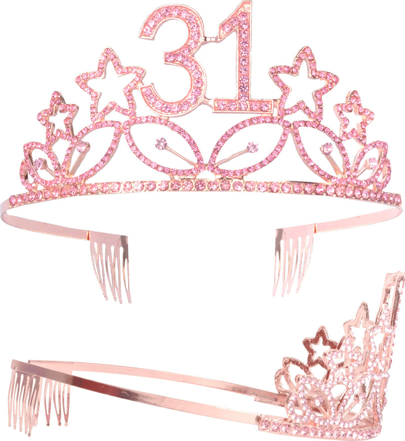 31st Birthday Gifts for Women, 31st Birthday Tiara and Sash pink, HAPPY 31st Birthday