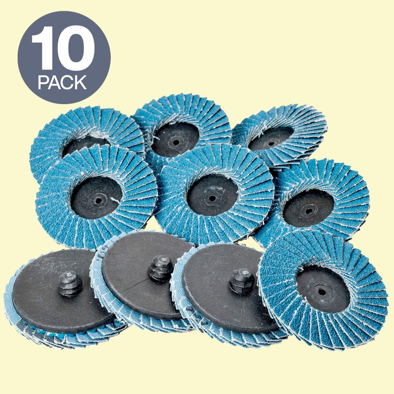 Katzco Flap Discs 60 Grit 10 Pieces - 2 Inch - Quick Change Grinding Wheels - for Rotary